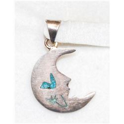 925 SILVER AND TURQUOISE MOON PENDANT