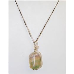 20" SILVER CHAIN WITH LARGE STONE PENDANT