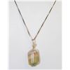 Image 1 : 20" SILVER CHAIN WITH LARGE STONE PENDANT