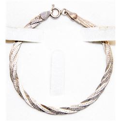 925 SILVER BRAIDED HERRINGBONE BRACELET 7"