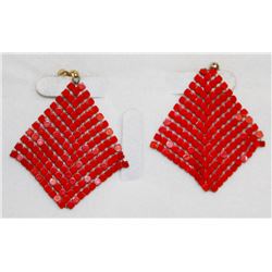 RED MESH EARRINGS