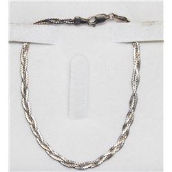 10K WHITE GOLD BRAIDED SERPENTINE BRACELET 7"