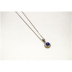 925 SILVER LAPIS LAZULI PENDANT ON BOX CHAIN 16"