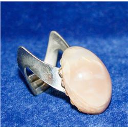 VINTAGE SILVER TONE SLAVE RING WITH LARGE STONE