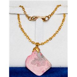 6.5" GOLD TONE BRACELET WITH PINK STONE