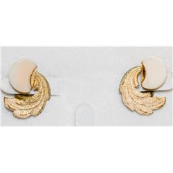 BRUSHED GOLD TONED FEATHER AND STONE CLIP