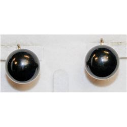 BLACK FAUX PEARL DROP CLIP EARRINGS