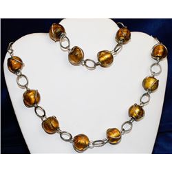 VINTAGE GLASS BEADED BRACELET WITH NECKLACE