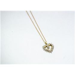 10K GOLD AND DIAMOND HEART PENDANT WITH 16" CHAIN