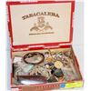 Image 1 : CIGAR BOX FULL OF SCRAP JEWELLERY WATCHES ETC