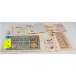 ASSORTED PRE WAR GERMAN MARKS PAPER BILLS