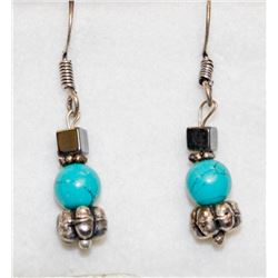 STERLING SILVER DROP EARRINGS WITH TURQUOISE