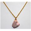Image 1 : 18" GOLD TONE CHAIN WITH PINK STONE PENDANT