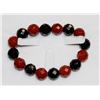 Image 1 : BLACK AND RED CRYSTAL BEADED 7"  BRACELET