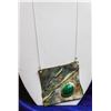 Image 1 : 34G STERLING SILVER AND MALACHITE 28" NECKLACE
