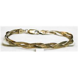 7" 925 SILVER BRAIDED HERRINGBONE BRACELET