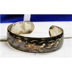 STERLING SILVER CHILDS BANGLE FLOWER ENGRAVING