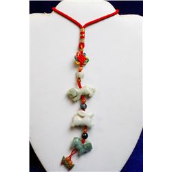 LUCKY CHINESE CARVED JADE RAM, RABBIT AND TIGER