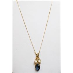 34" GOLD TONE SERPENTINE CHAIN W PEARL CAGE AND