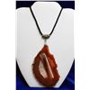 Image 1 : LARGE QUARTZ AGATE PENDANT ON NECKLACE