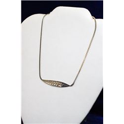 925 SILVER FLAT WEAVE W LEAF NECKLACE 15.5"