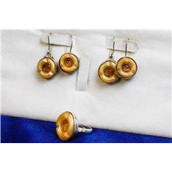 STERLING SILVER INLAY RING SET WITH EARRINGS