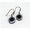 Image 1 : 925 SILVER AND BLACK STONE INLAY DROP EARRINGS