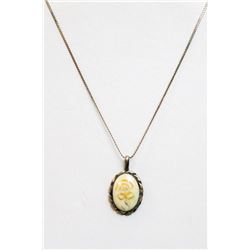 24" 925 SILVER CHAIN WITH VINTAGE FLOWER PENDANT