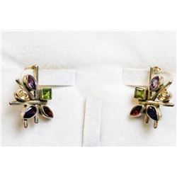 925 SILVER MULTI SEMI PRECIOUS STONE EARRINGS