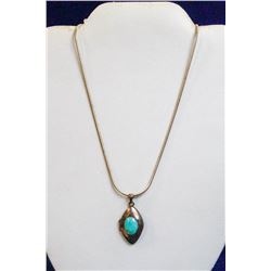 18" 925 SILVER CHAIN WITH TURQUOISE LOCKET