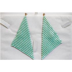VINTAGE GREEN MESH EARRINGS