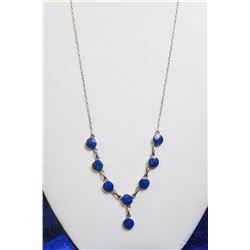 20" SILVER TONE NECKLACE WITH BLUE STONES