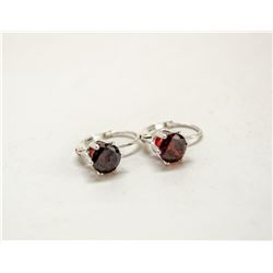 925 SILVER EARRINGS WITH VIBRANT RED STONES