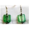 Image 1 : VINTAGE GREEN GLASS SQUARE EARRINGS