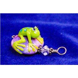 ARTIST MADE BLOWN GLASS FROG PENDANT