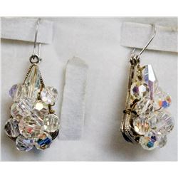 VINTAGE SILVER AND CRYSTAL DROP EARRINGS