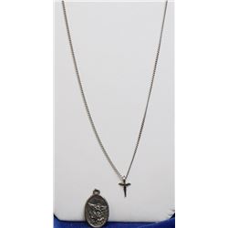 ST VINCENT PENDANT WITH 18" SILVER CHAIN AND CROSS