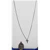 Image 1 : ST VINCENT PENDANT WITH 18" SILVER CHAIN AND CROSS