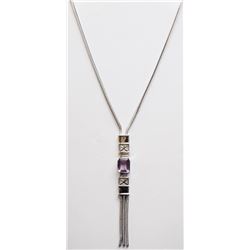 925 SILVER 20" NECKLACE WITH AMETHYST PENDANT