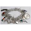 Image 1 : STERLING SILVER 8" CHARM BRACELET WITH 12 SILVER