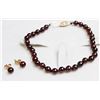 Image 1 : GARNET BEADED 7" BRACELET WITH EARRINGS