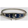 Image 1 : SILVER BRACELET WITH BLUE SHELL FLORAL INLAY
