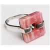 Image 1 : VINTAGE SILVER ART RING WITH PINK STONE, SIZE 7