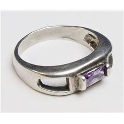 925 SILVER DESIGNER RING WITH AMETHYST SIZE 6