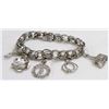 Image 1 : STERLING SILVER 7" CHARM BRACELET WITH 5 SILVER