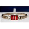 Image 1 : 30G 925 SILVER BRACELET WITH RED STONE INLAY