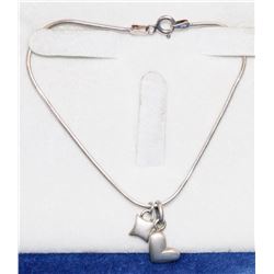 10K ITALIAN WHITE GOLD 7" BRACELET WITH SILVER