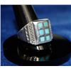 Image 1 : LARGE SILVER AND TURQUOISE RING SIZE 11.75