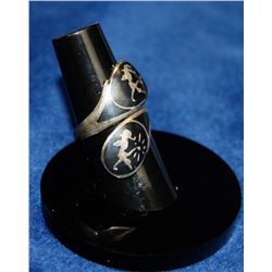 STERLING SILVER RING WITH ENAMEL DANCING GODDESS