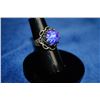 Image 1 : ORNATE SILVER RING WITH BLUE STONE, SIZE 6